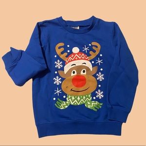 Boys Christmas Reindeer Sweatshirt Size 7 Blue
